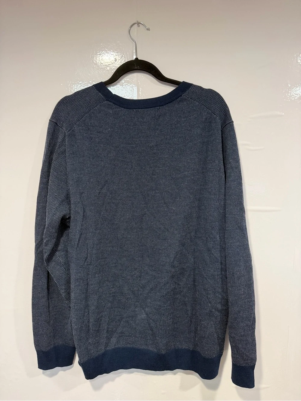 Banana Republic Italian Merino Yarn Crewneck Waffle-Knit Sweater in Blue